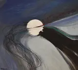 Moon Meeting' & 'Meeting Forms III by William Edgar Mayer, acrylic on board, offered Feb 2024