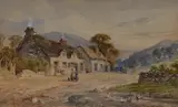 Cottages Near Dolgeley, North Wales by W. Earle, watercolour, sold Feb 2024