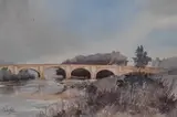 The picturesque stone arched bridge at by Clive Wylie, watercolour, offered Feb 2024