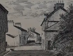 Main Street, Preesall by Alfred Wainwright, ink, sold Feb 2024