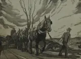 March by Mary E. Thomason, engraving, sold Jan 2024