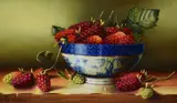 A still life arrangement depicting grapes in a Royal Wo by Rob Ritchie, oil on board, sold Jan 2024