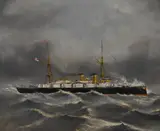 A steamer boat at sea, of maritime interest by William Thornley, oil on canvas, sold Jan 2024