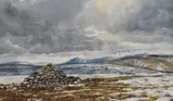 A tarn winter landscape by James Ingham Riley, watercolour, offered Jan 2024