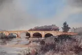 The picturesque stone arched bridge at by Clive Wylie, watercolour, offered Jan 2024