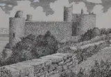 Harlech Castle by Alfred Wainwright, ink, sold Jan 2024