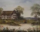 Untitled by Pat Langton, oil on board, offered Dec 2023