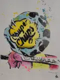 Blueberry Pop! by Sarah Graham, mixed media, offered Dec 2023