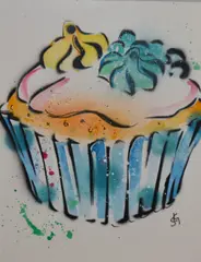 Title unknown - Cupcake by Sarah Graham, mixed media, sold Dec 2023