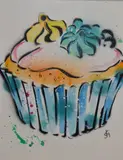 Title unknown - Cupcake by Sarah Graham, mixed media, sold Dec 2023