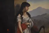 A portrait of a dark haired woman with pink sash by Josef Albrecht, oil on canvas, offered Dec 2023