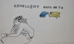 Excellent Sofa Sets by Humphrey Ocean, 1997, ink, offered Dec 2023