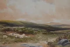 Sheep grazing in a remote landscape by Wycliffe Egginton, watercolour, offered Dec 2023