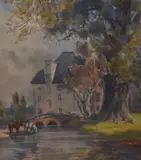 Horses Watering by Francis B. Tighe, watercolour, offered Dec 2023
