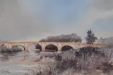The picturesque stone arched bridge at by Clive Wylie, watercolour, offered Dec 2023