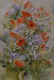 A still life depicting poppies by C.E. Webb, 2001, watercolour and gouache, offered Dec 2023