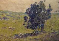 A South African landscape with by Adriaan Hendrik Boshoff, oil on board, sold Dec 2023