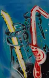 Pop Fizz II by Sarah Graham, mixed media on paper, offered Dec 2023