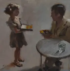 Match Girl by Nigel Mason, oil on canvas, sold Dec 2023