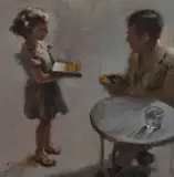 Match Girl by Nigel Mason, oil on canvas, sold Dec 2023