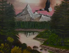 Canadian Rocky Mountains Near Calgary by Tom J.', acrylic, offered Dec 2023