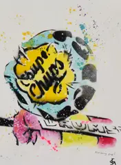 Blueberry Pop! by Sarah Graham, mixed media, offered Nov 2023