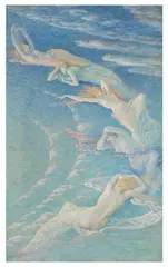 In the clouds by Walter Crane, oil on canvas, sold Jan 2026