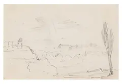 Town by a river by John Constable, pencil, sold Jan 2026