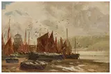 St Ives Harbour, Smeaton's Lighthouse beyond signed 'Arthur White' (lower left) oil on board Dimensions:20.5 x 30.5 cm by Arthur White, oil on board, offered Jan 2026