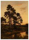 A quiet evening, Surrey Pines signed and dated 'B W LEADER 1916' (lower left) oil on canvas Dimensions:57 x 41 cm by Benjamin Williams Leader, oil on canvas, sold Jan 2026