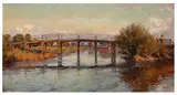 Bridge oil on canvas Dimensions:52 x 88 cm by Alfred Parsons, oil on canvas, sold Jan 2026