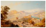 Mediterranean Scene, possibly Lake Maggiore signed 'James Baker Pyne' (lower right) oil on canvas Dimensions:34 x 20.5 cm by James Baker Pyne, oil on canvas, offered Jan 2026