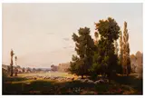 Flock of sheep in a Landscape by Donat Guillot, oil on panel, offered Jan 2026