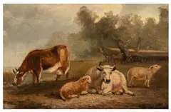 Cattle Resting by a River by Thomas Sidney Cooper, oil on canvas, offered Jan 2026