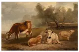 Cattle Resting by a River by Thomas Sidney Cooper, oil on canvas, offered Jan 2026