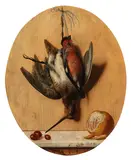 A trompe l'oeil of hanging game by Pietro Costa, 1873, oil on panel, sold Jan 2026