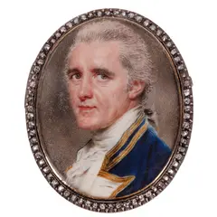 A Naval Captain in gold bordered naval uniform with white facings an by John Smart, watercolour, sold Jan 2026
