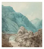 Pont Aberglaslyn by William Day, ink and watercolour, sold Jan 2026
