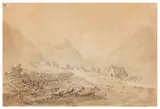 A collection of four mountainous landscape views by Henrietta Anne Fortescue, ink, sold Jan 2026