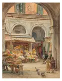 The fruit stall by Walter Tyndale, watercolour, sold Jan 2026