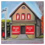 Our City signed, titled and dated 'Our City/Madelynn Green/2021' (verso) oil on canvas (unframed)Preview: Barley Mow Centre Dimensions:20 x 20 cm by Madelynn Green, oil on canvas, offered Dec 2025