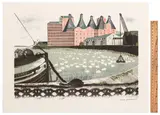 Mistley Quay, Essex' 1966 Lithographic print Signed and dated within the plate 50.7 x 39.4cmPreview: Barley Mow Centre by David Gentleman, print, offered Dec 2025