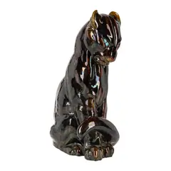 For Vallauris Black panther sculpture with turquoise eyes by Louis Giraud, sculpture, sold Dec 2025
