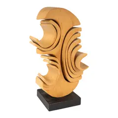 Abstract Sculpture by John Spielman, Carved wood, ebonised base, sold Dec 2025