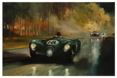 Les Mans 1953 Rolt/Hamilton ‘C’ Type Jaguar by Dion Pears, oil on canvas, sold Dec 2025