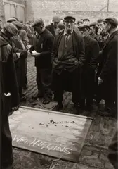 Liverpool Docks [Dockers Collecting for a Colleague Who is Sick] by Colin Jones, Silver gelatin print, printed later, image size, offered Nov 2025