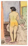 Nude Standing by a Green Screen by George Leslie Hunter, ink, offered Nov 2025