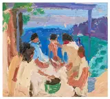 Lunch at the Sea by Julian Bailey, oil on board, sold Nov 2025