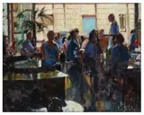 Lunchtime Drinks by Bruce Yardley, oil on canvas, sold Nov 2025