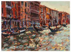 Gondola Parties by Bruce Yardley, oil on canvas, sold Nov 2025